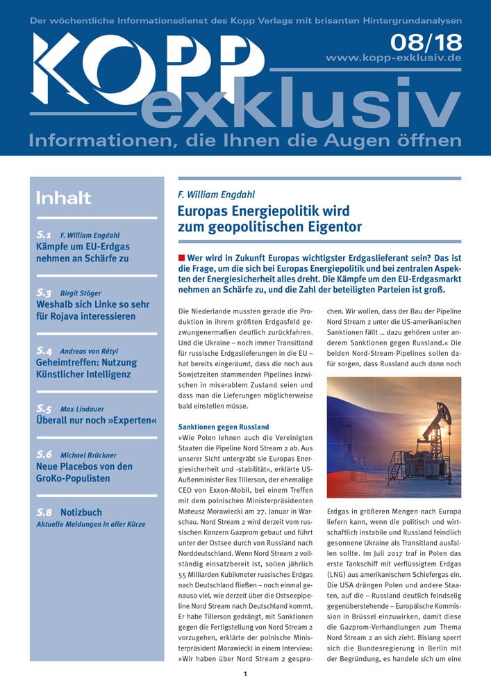 Wer wird in Zukunft Europas wichtigster Erdgaslieferant sein? Das ist die Frage, um die sich bei Europas Energiepolitik und bei zentralen Aspekten der Energiesicherheit alles dreht. Die Kämpfe um den EU-Erdgasmarkt nehmen an Schärfe zu, und die Zahl der beteiligten Parteien ist groß.