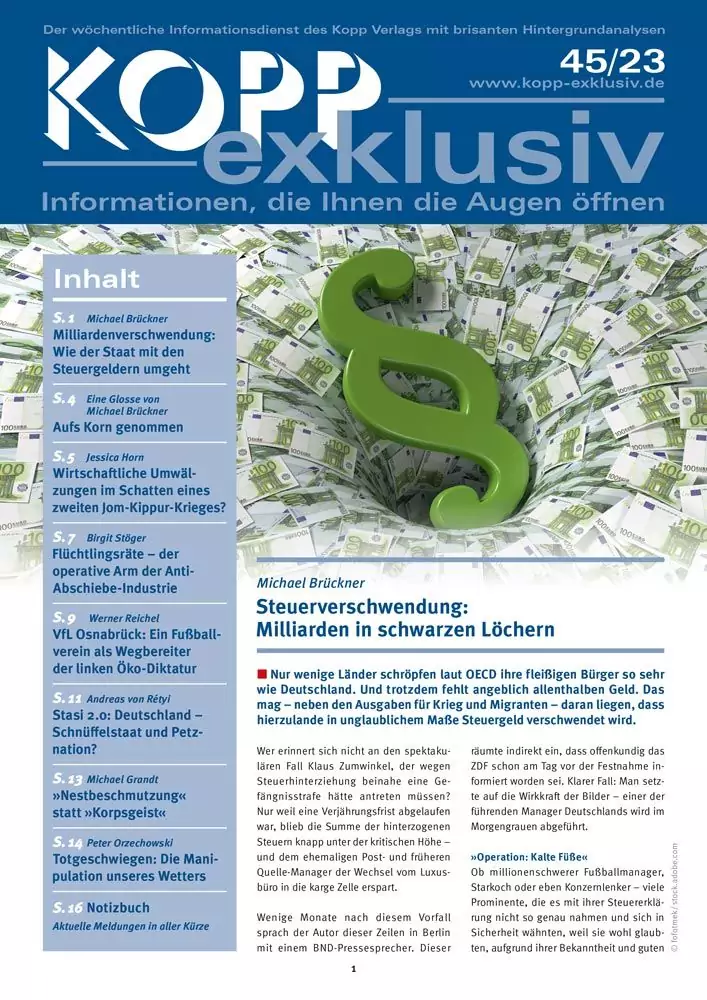 Nur wenige Länder schröpfen laut OECD ihre fleißigen Bürger so sehr wie Deutschland. Und trotzdem fehlt angeblich allenthalben Geld. Das mag – neben den Ausgaben für Krieg und Migranten – daran liegen, dass hierzulande in unglaublichem Maße Steuergeld verschwendet wird.