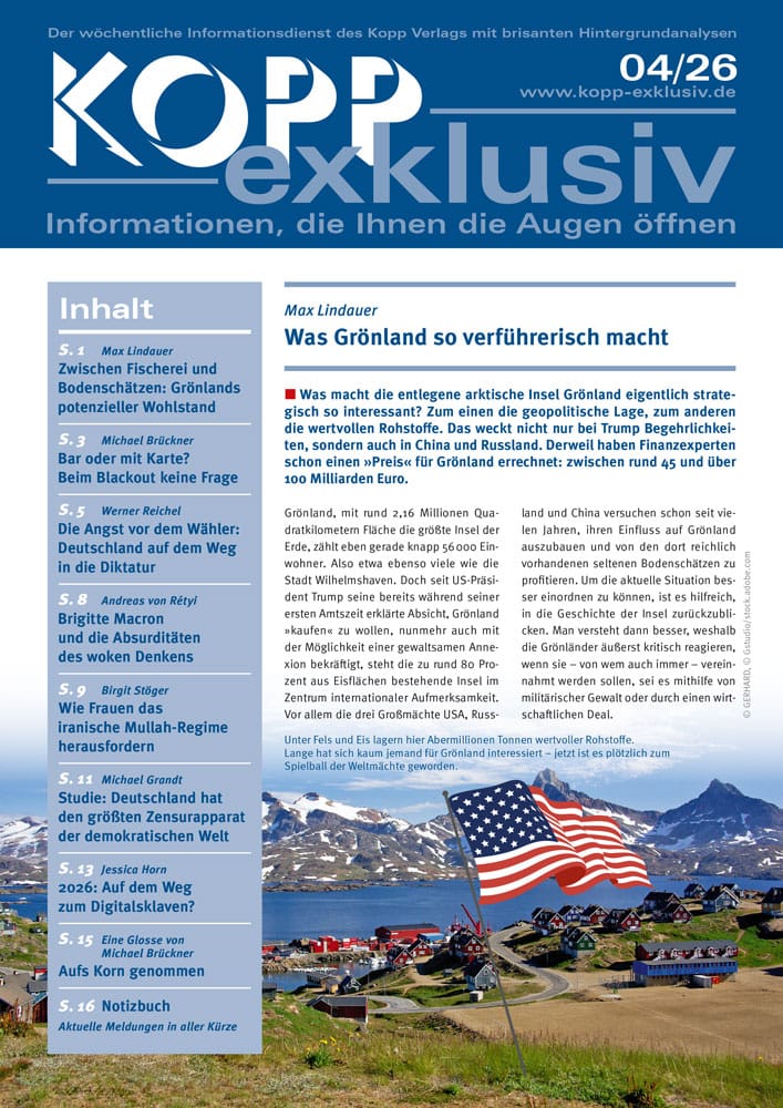 Was macht die entlegene arktische Insel Grönland eigentlich strategisch so interessant? Zum einen die geopolitische Lage, zum anderen die wertvollen Rohstoffe. Das weckt nicht nur bei Trump Begehrlichkeiten, sondern auch in China und Russland. Derweil haben Finanzexperten schon einen »Preis« für Grönland errechnet: zwischen rund 45 und über 100 Milliarden Euro.