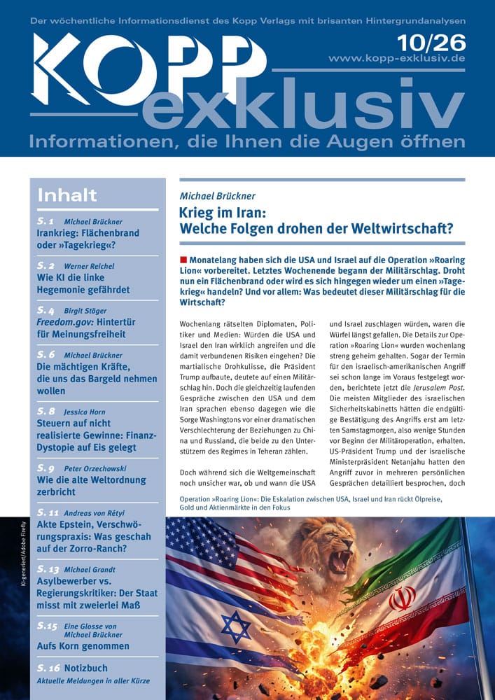 Monatelang haben sich die USA und Israel auf die Operation »Roaring Lion« vorbereitet. Letztes Wochenende begann der Militärschlag. Droht nun ein Flächenbrand oder wird es sich hingegen wieder um einen »Tagekrieg« handeln? Und vor allem: Was bedeutet dieser Militärschlag für die Wirtschaft?