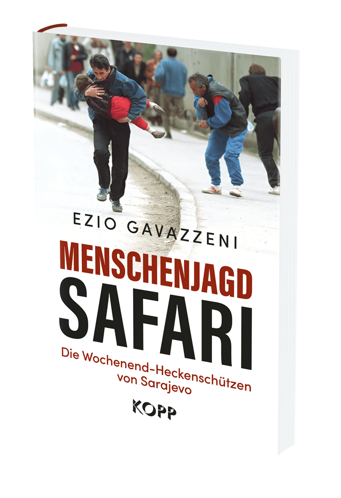 Freitag Abflug, Samstag Menschenjagd, Sonntag zurückWährend des Krieges in Bosnien und Herzegowina (1992–1995) zahlten wohlhabende Ausländer aus westlichen Ländern enorme Summen, um eine spezielle Form der »Jagd« zu praktizieren: Am Wochenende fuhren sie in das Kriegsgebiet und schossen an der Seite der bosnisch-serbischen Armee von den Hügeln rund um Sarajevo auf wehrlose Menschen in der Stadt.